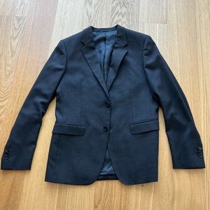 Theory navy blue blazer with stripes and checkered pattern